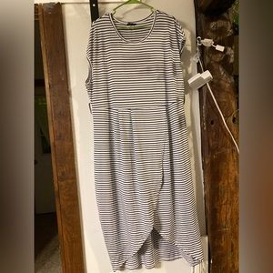 White and navy blue spring dress